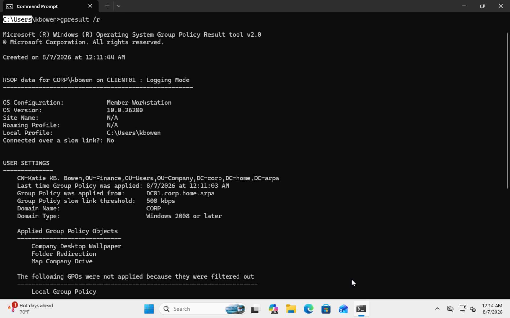 Active Directory lab architecture